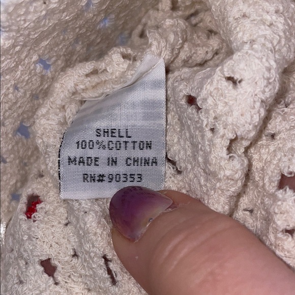 Rebellion Cream Crochet Crop Top with Red Cherry Accents - Picture 5 of 5